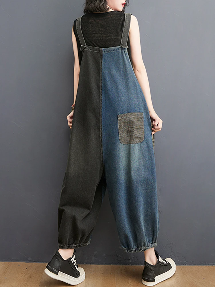 Max LuLu 2023 Korean Fall Jeans Women Plaid Ripped Denim Overalls Ladies Vintage Punk Loose Pants Luxury Classic Casual Trousers