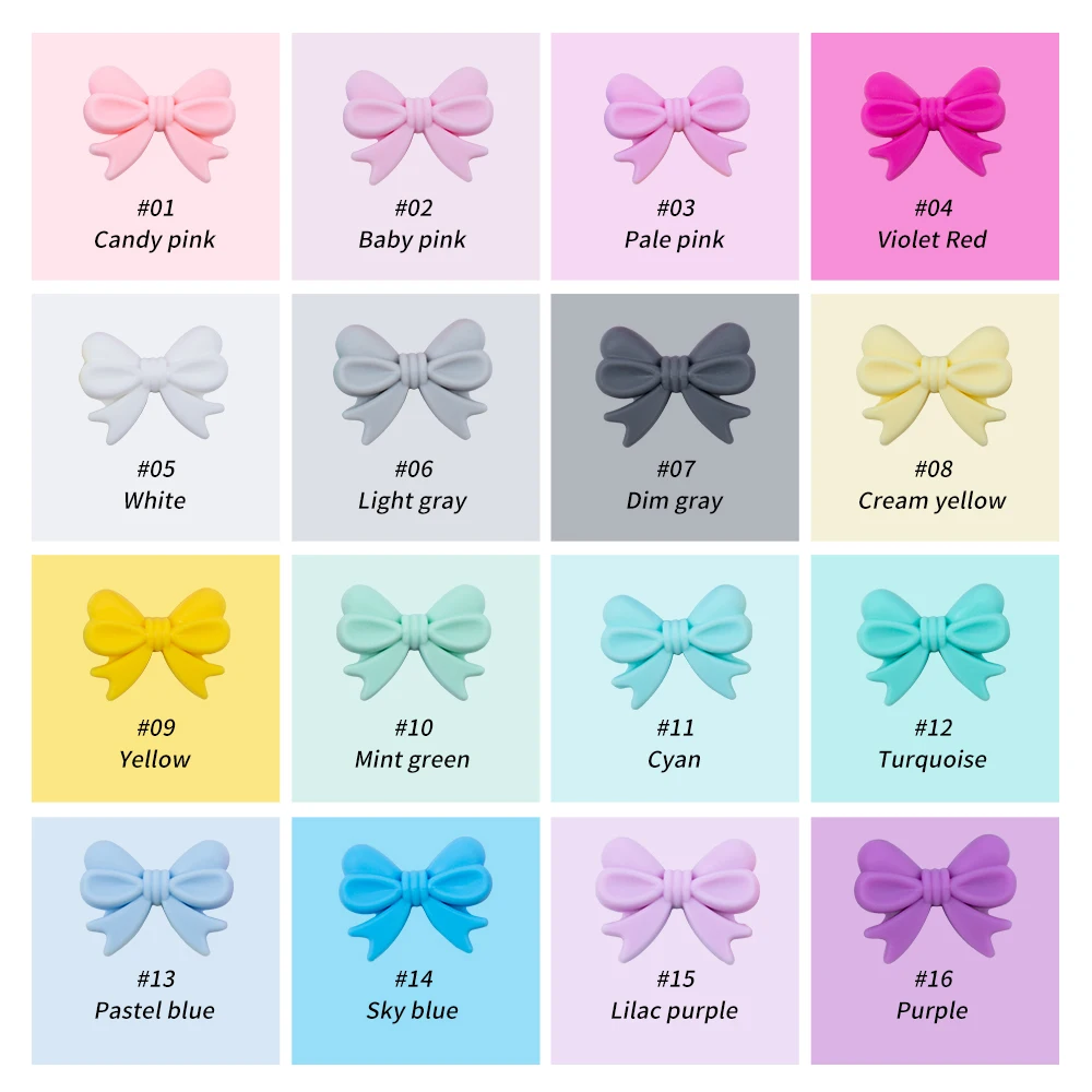 Kovict 10pc Bowknot Silicone new Beads For Jewelry Making Food Grade Mini Bow 2025 Tie Beads DIY Pacifier Chain Accessories
