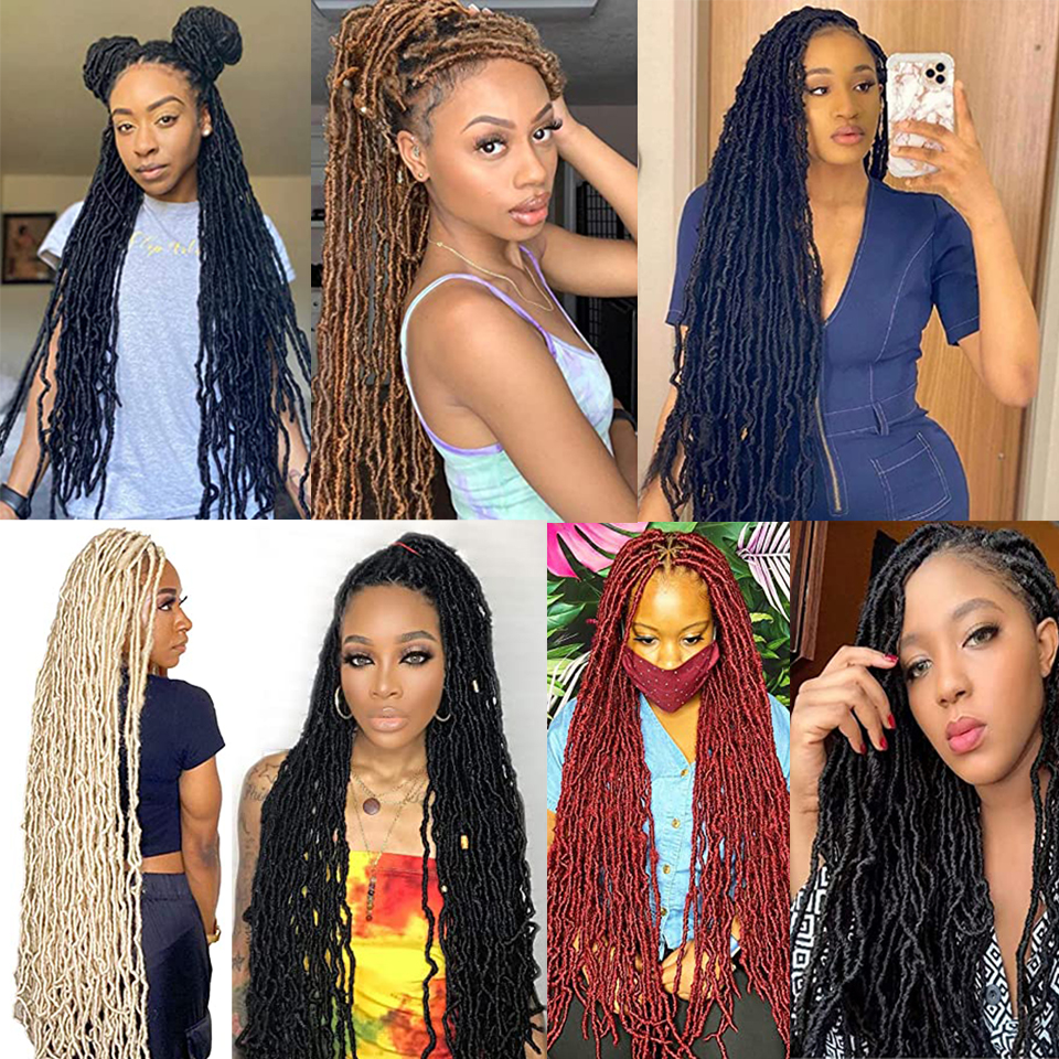 Donghou Faux Locs Crochet Hair 24 36 inch Faux Locks Crochet Braids Curly Hair New Soft Locs Meche De Cheveux Pour Crochet Braid