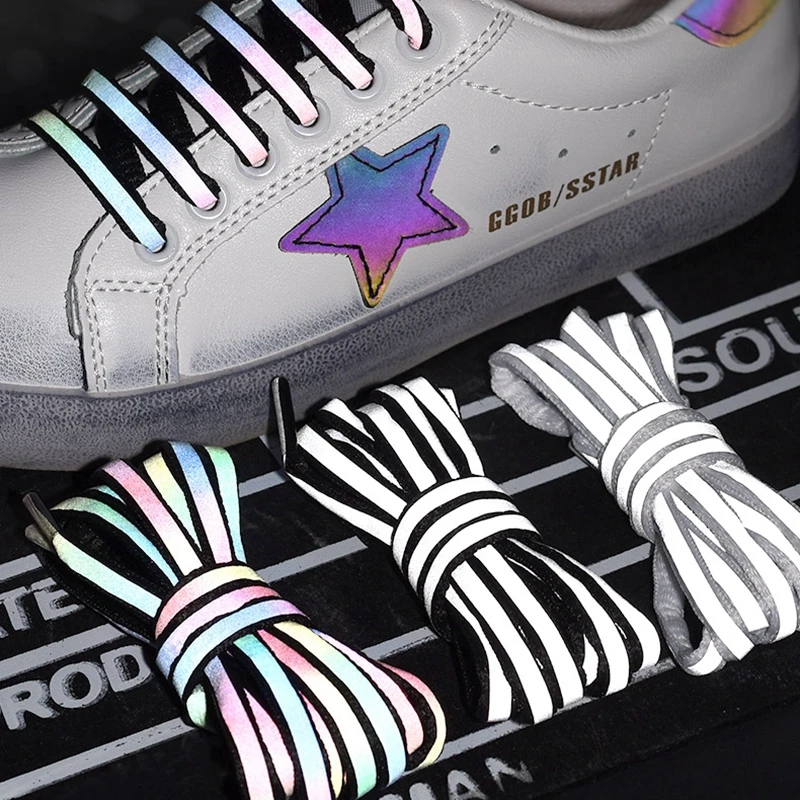 1Pair Semicircle Reflective 2025 Shoelaces Luminous Sneakers Shoelace Laser sequin Shoe laces Fluorescent Laces new Shoes 100/120/140cm