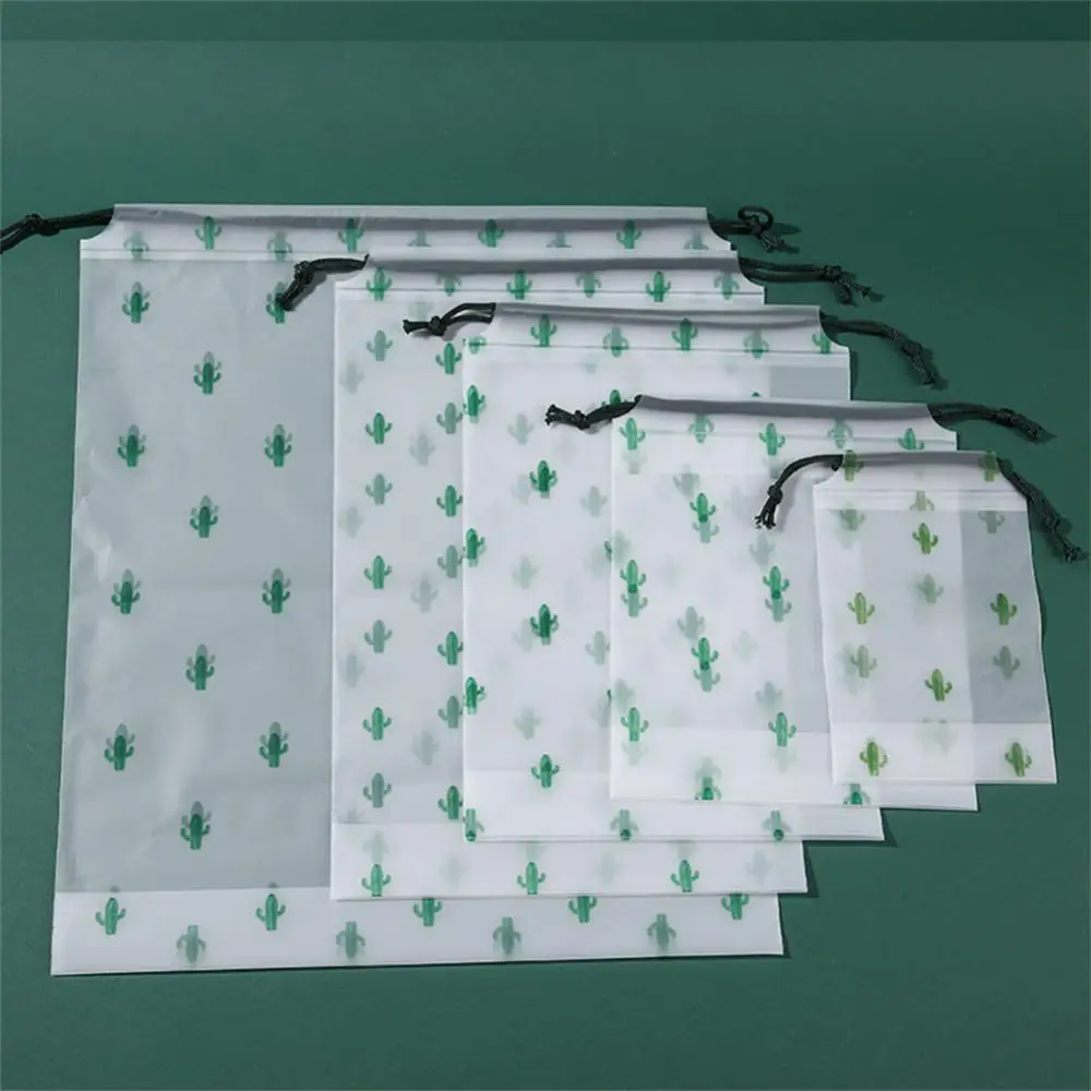 Cute Travel Cosmetic Bag Portable Drawstring Storage Bag Transparent Toiletry Wash Kit Storage Pouch Women Makeup Case Anti-dust