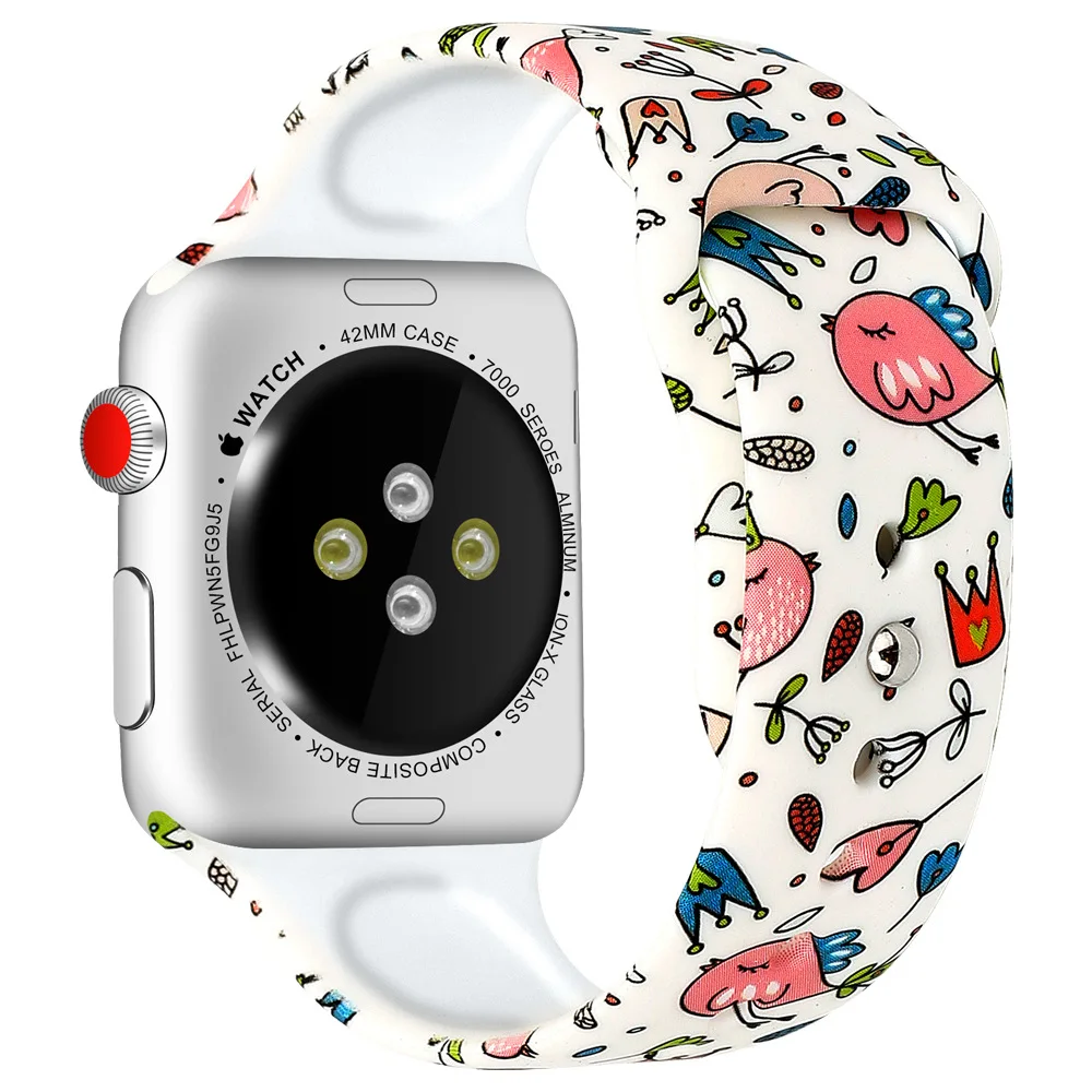 Printed band For Apple Watch ultra 49mm series 8 7 41mm 45mm44mm 40mm 42mm 38mm silicone sport bracelet iwatch 6 5 4 3 Se strap