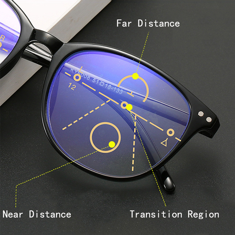 fff Progressive Light Anti Multifocal Blue Reading Glasses Women Men Full Frame Presbyopic Eyeglasses