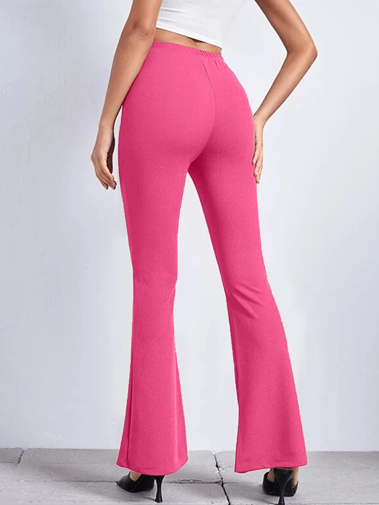 Summer High Waist Flare Pants New 2025 Yoga Trousers Female new Streetwear Casual Solid Color Elastic Ladies Black Elegant Bottom