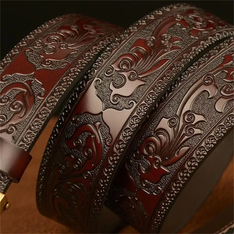 SupSindy New Men Genuine Leather Belt Gold Woes Metal new Automatic Buckle Cowhide Belts for Men 2025 Jeans Waistband Male Strap