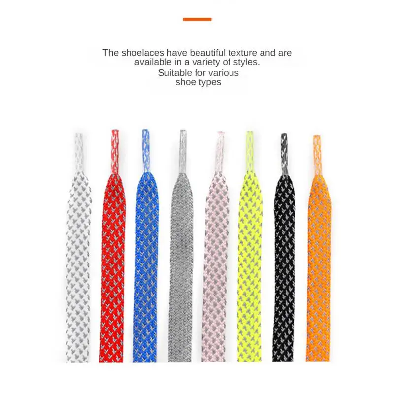 1Pair Flat Reflective Shoelaces For Sneakers Glow At Night Sport Running Luminous Shoe Laces Shoestrings 120/140/160cm
