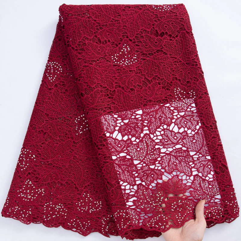 African Cord Lace Fabric 2023 Blue Guipure Lace With Dubai Beaded Fabric Nigerian Water Soluble Material For Women Prom Dress
