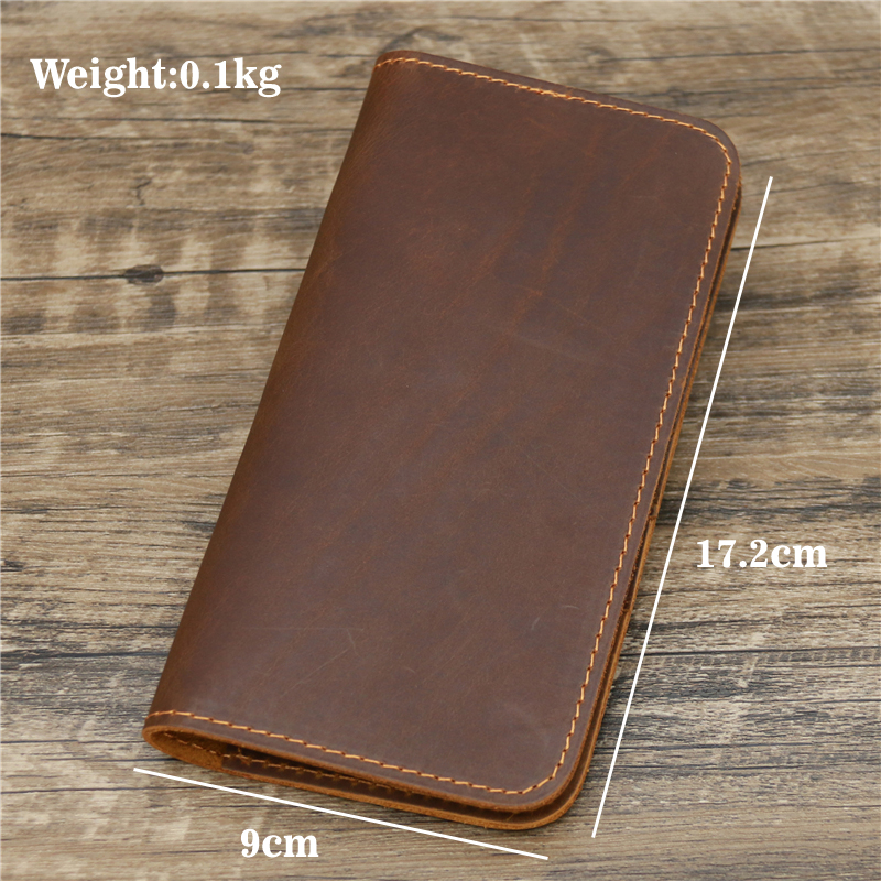 Retro Crazy Horse Leather Men's Wallet First Layer Leather Large Capacity Clutch Leather Long Wallet Handmade wallet