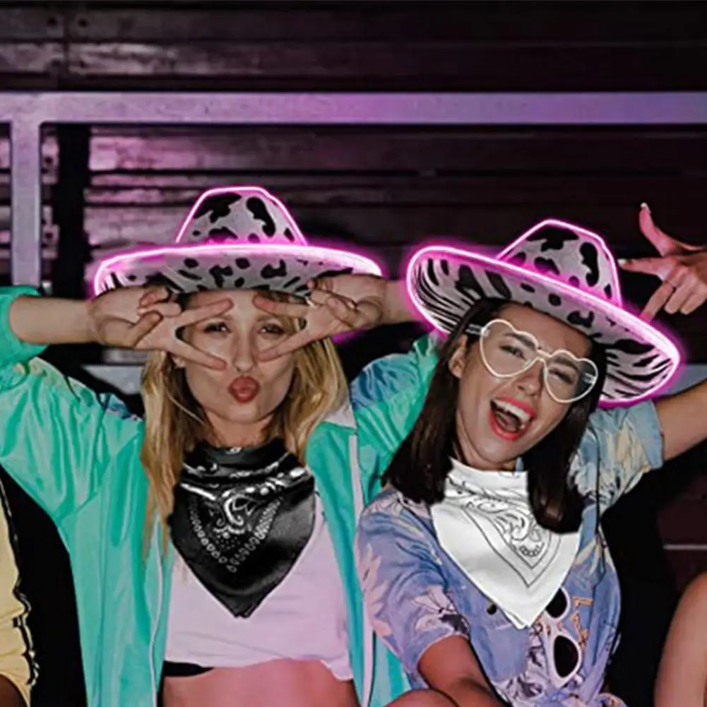 2023 Pink Cowgirl Hat Luminous Led Western Cowboy Hat For Bachelorette Party Country Wedding Glow In The Bridal Party Hat