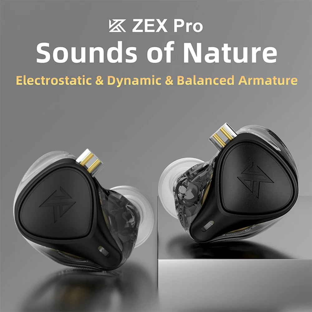 KZ ZEX PRO Wired Earphone Electrostatic Hybird Technology Wired Headphone Noice Cancelling 3.5mm Plug Without/with Mic