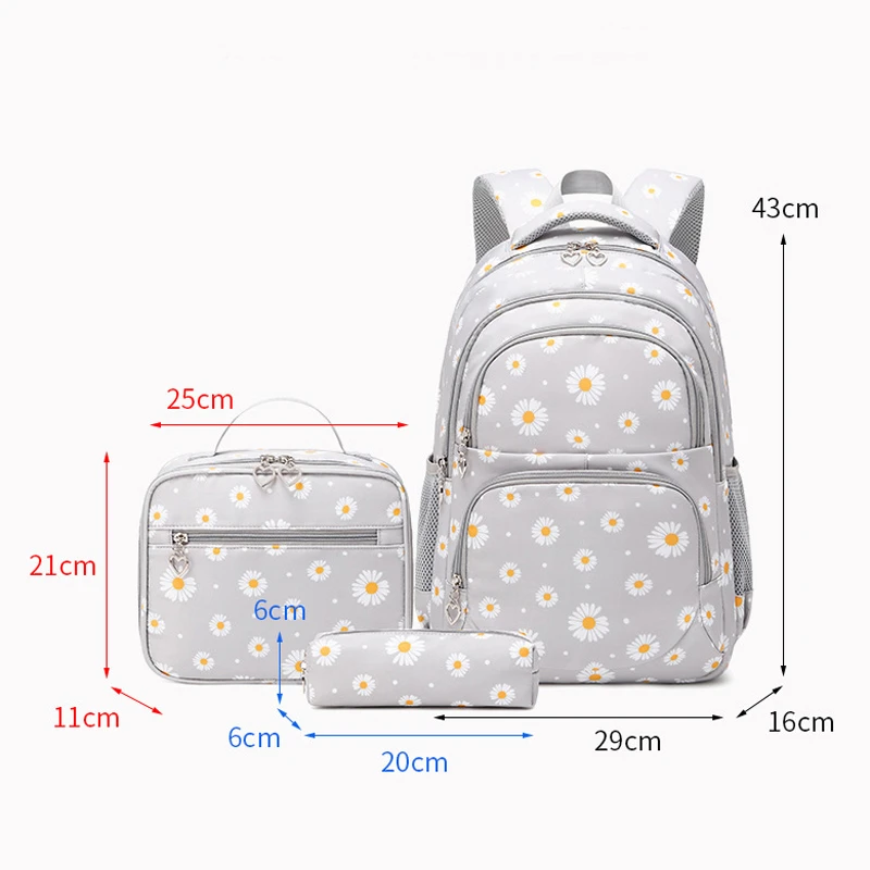3 2025 Pcs Set Children's new Backpacks Cute Student School Bag for Girls Waterproof School bags With Lunch bag Pencil Case