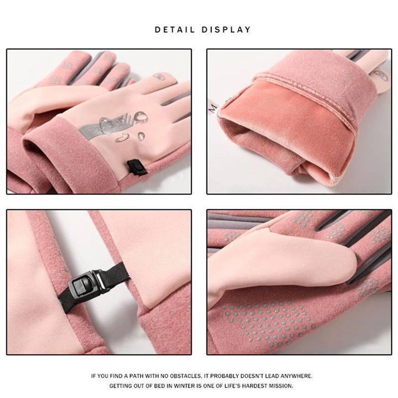 Men Women Non-Slip Touchscreen Gloves Winter Thermal Warm Full Finger Gloves Mittens Waterproof Skiing Fishing Cycling Gloves