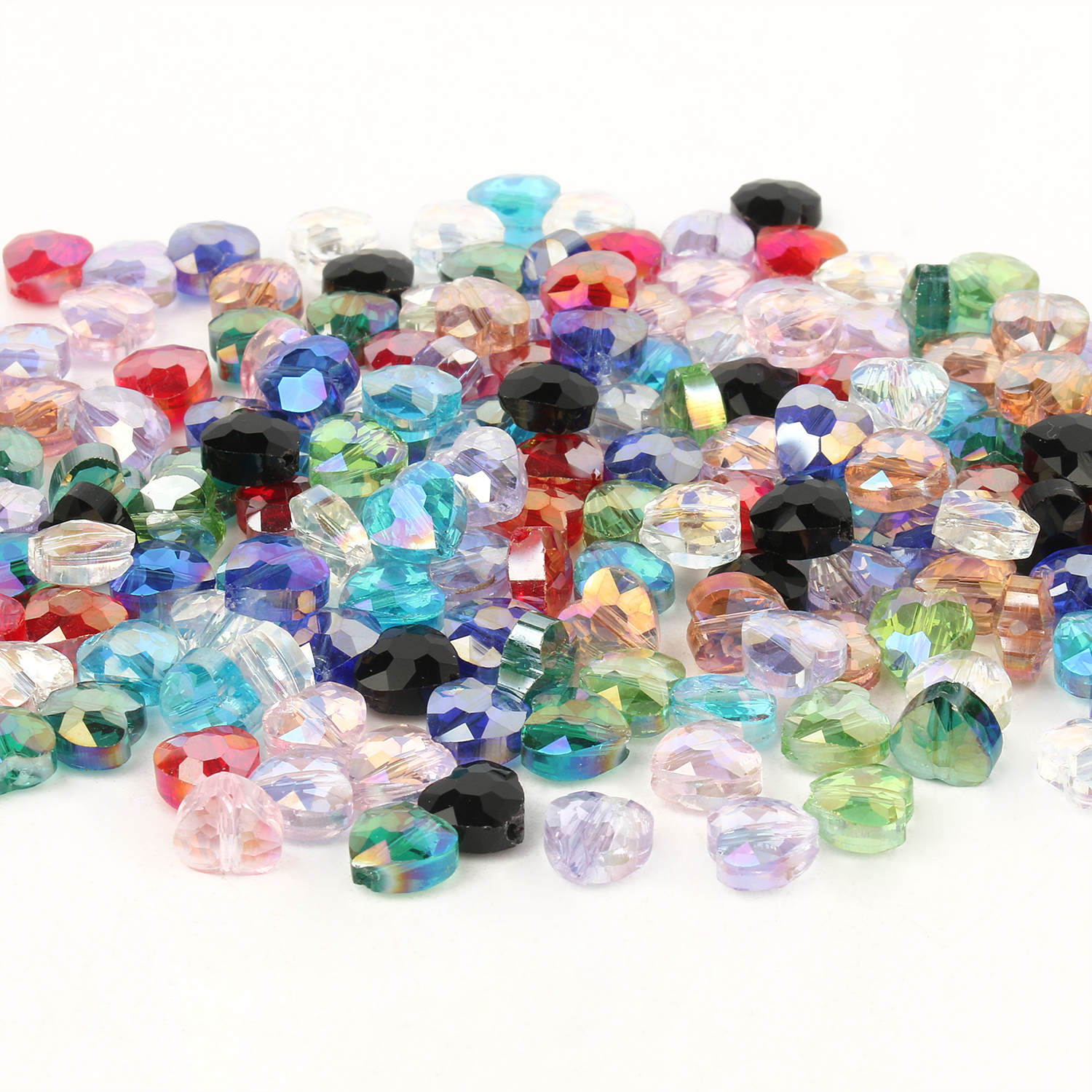 8mm Heart Shape Multicolor AB Color Crystal Spacer Beads Glass Beads for DIY Bracelet Jewelry Making Accessories 30pcs/lot