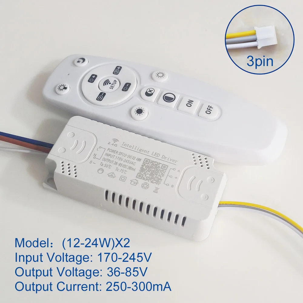 2.4G Intelligent LED driver remote control power new supply dimming&color-changeable 2025 transformer connect to LED tape(12-24-40-60W)X2