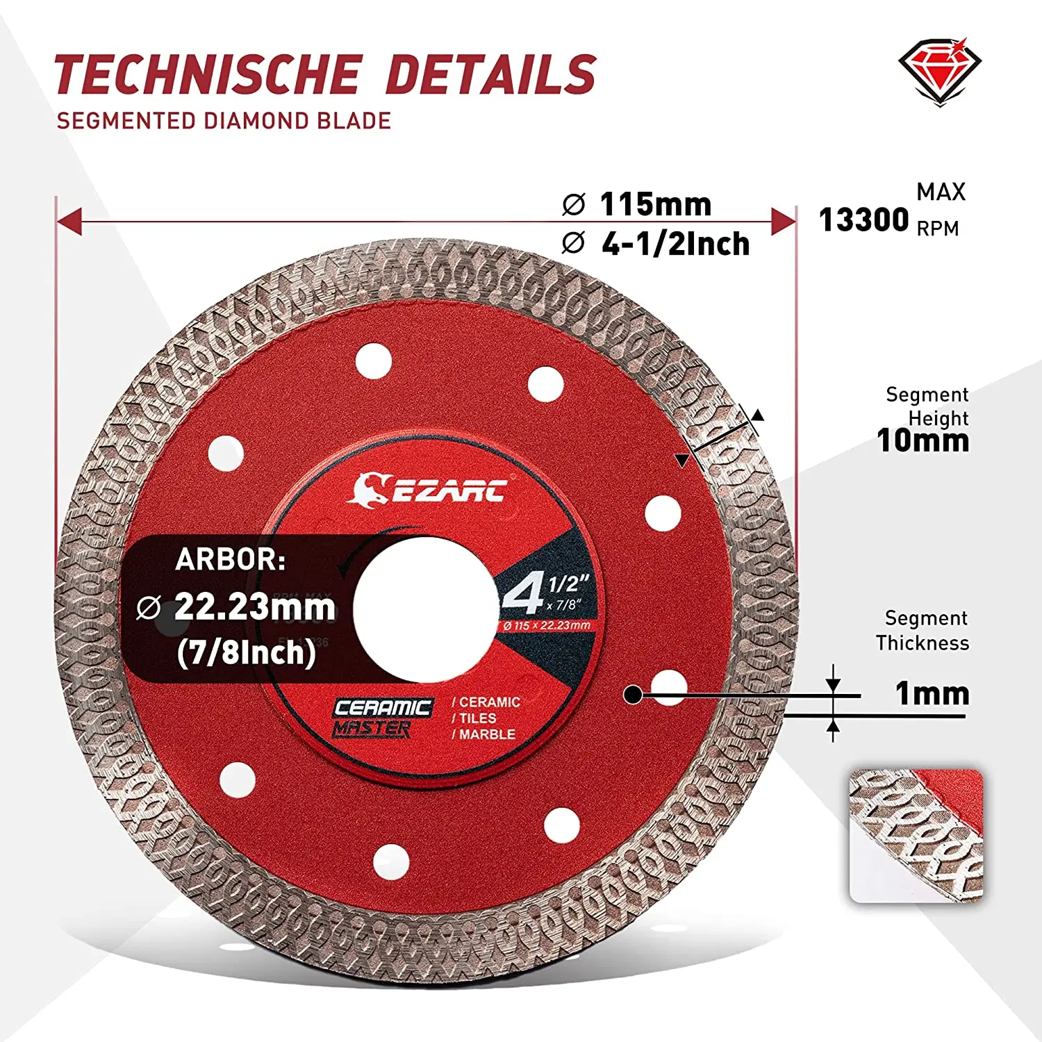 EZARC 2Pcs 115mm new & 125mm Super Thin Dia Saw Blades Dia Tile Blade for Cutting 2025 Porcelain Ceramic Granite Marble Tile
