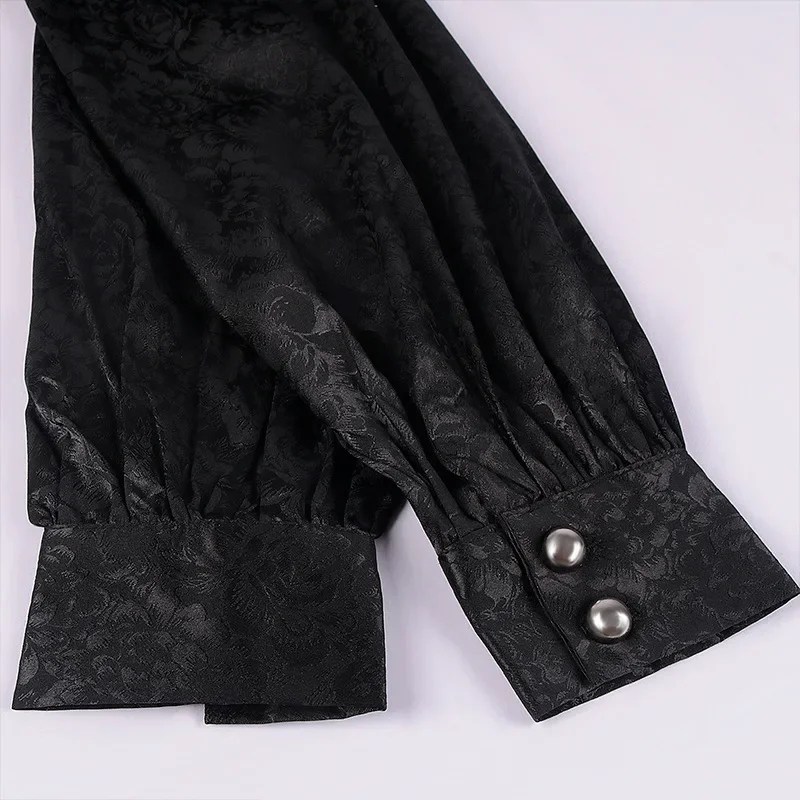 Mens Steampunk Vintage Shirt Medieval Victorian Renaissance Gothic Ruffled Shirt Drama Stage Men Long new 2025 Sleeve Viking Costume Tops