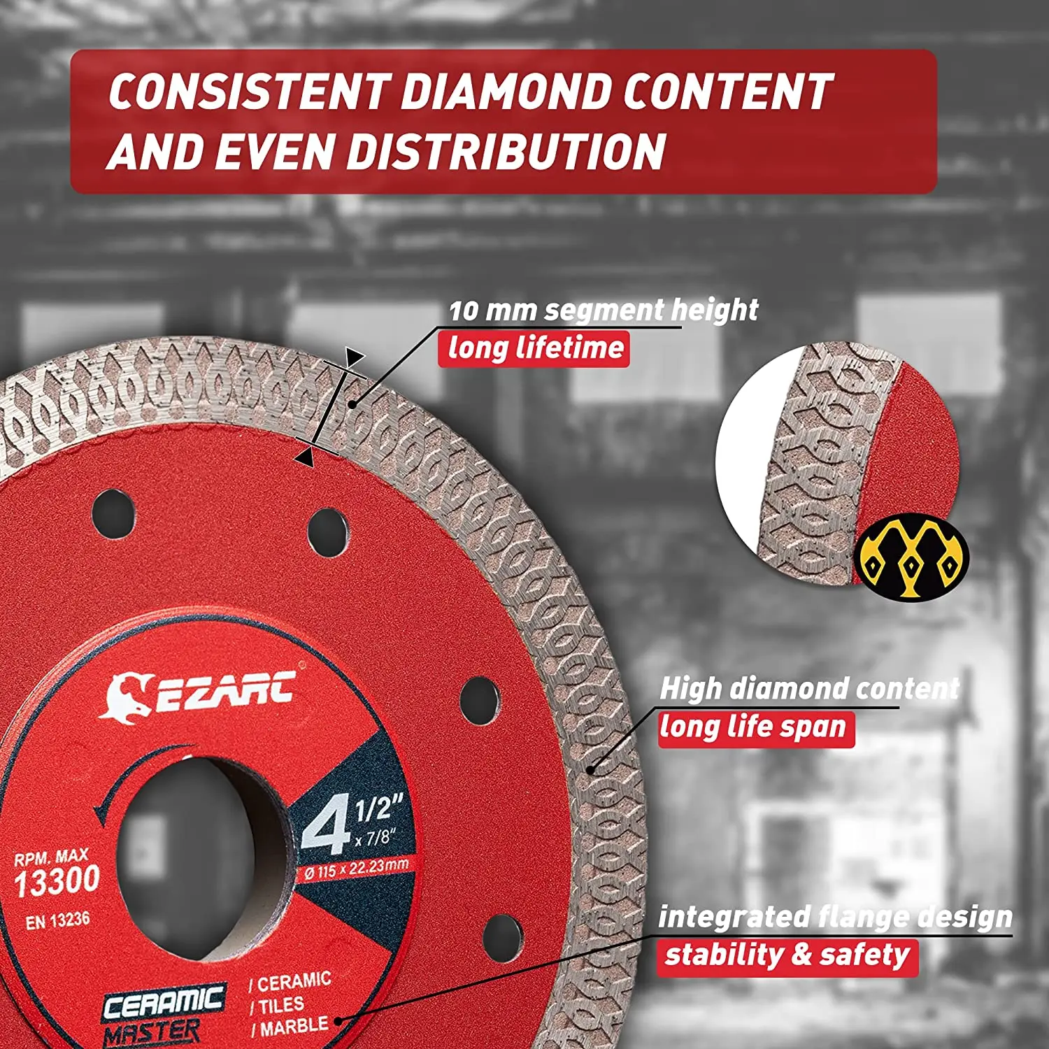 EZARC 2Pcs 115mm new & 125mm Super Thin Dia Saw Blades Dia Tile Blade for Cutting 2025 Porcelain Ceramic Granite Marble Tile