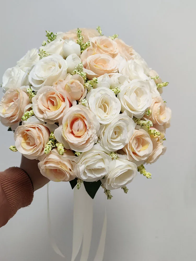 White Wedding Bouquet for Bride 2025 Bridesmaid Silk new Roses Artificial Flowers Boutonniere Mariage Bouquet Wedding Accessories Corsage