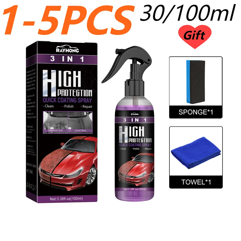 3 In 1 Car Ceramic Coating Spray 100ml Auto Nano Ceramic Coating Car Nano Spray Car Scratch Repair Body Compound Scratch Repair