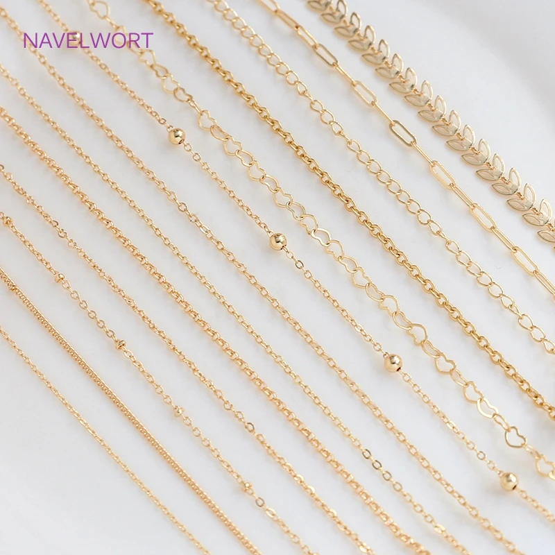 Wholesale Bulk Chains For Jewelry Making,14K Gold Plated Brass Metal Loose Chains DIY Handmade Jewellery Making Supplies