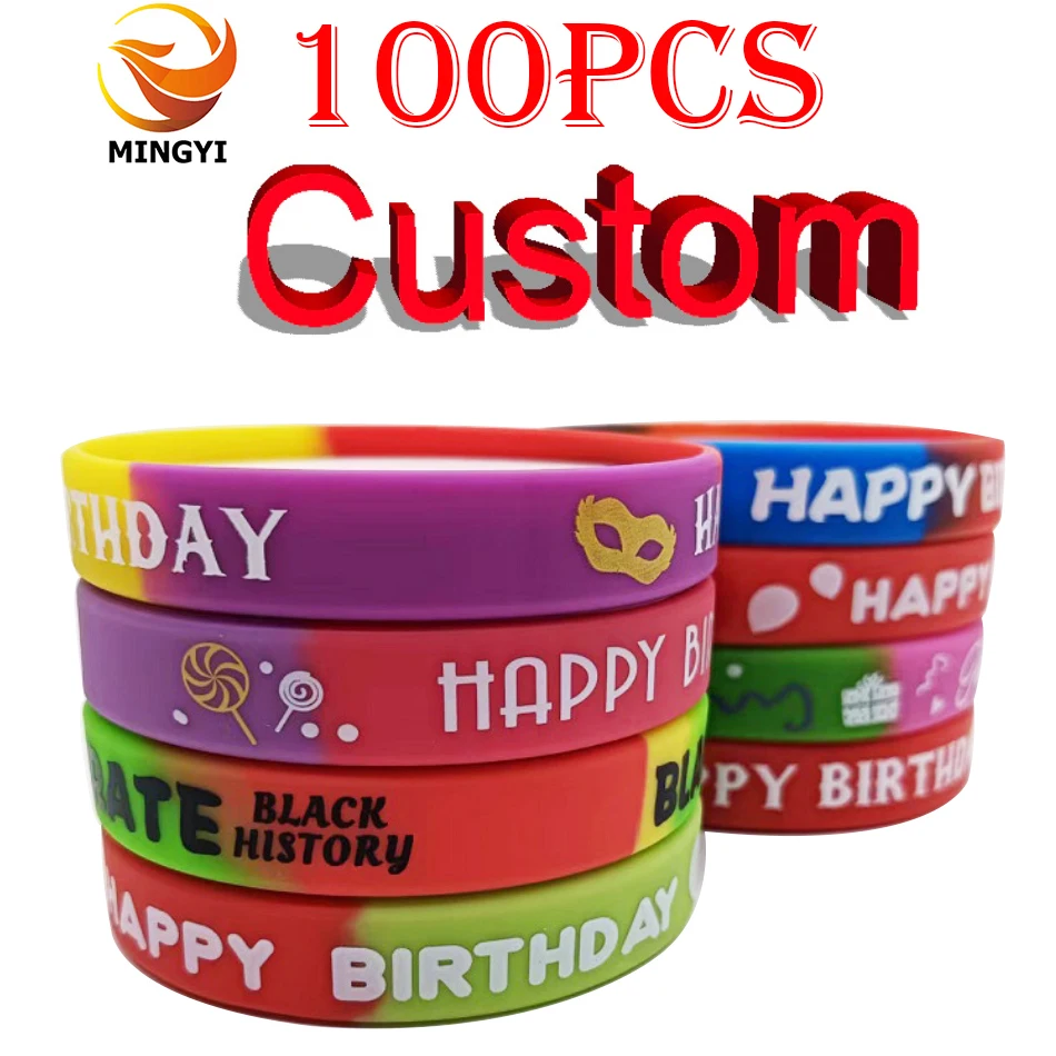 100PCS Customized Silicone Bracelets Custom Wristband 2025 Personalized Band new with Text For Game, Events