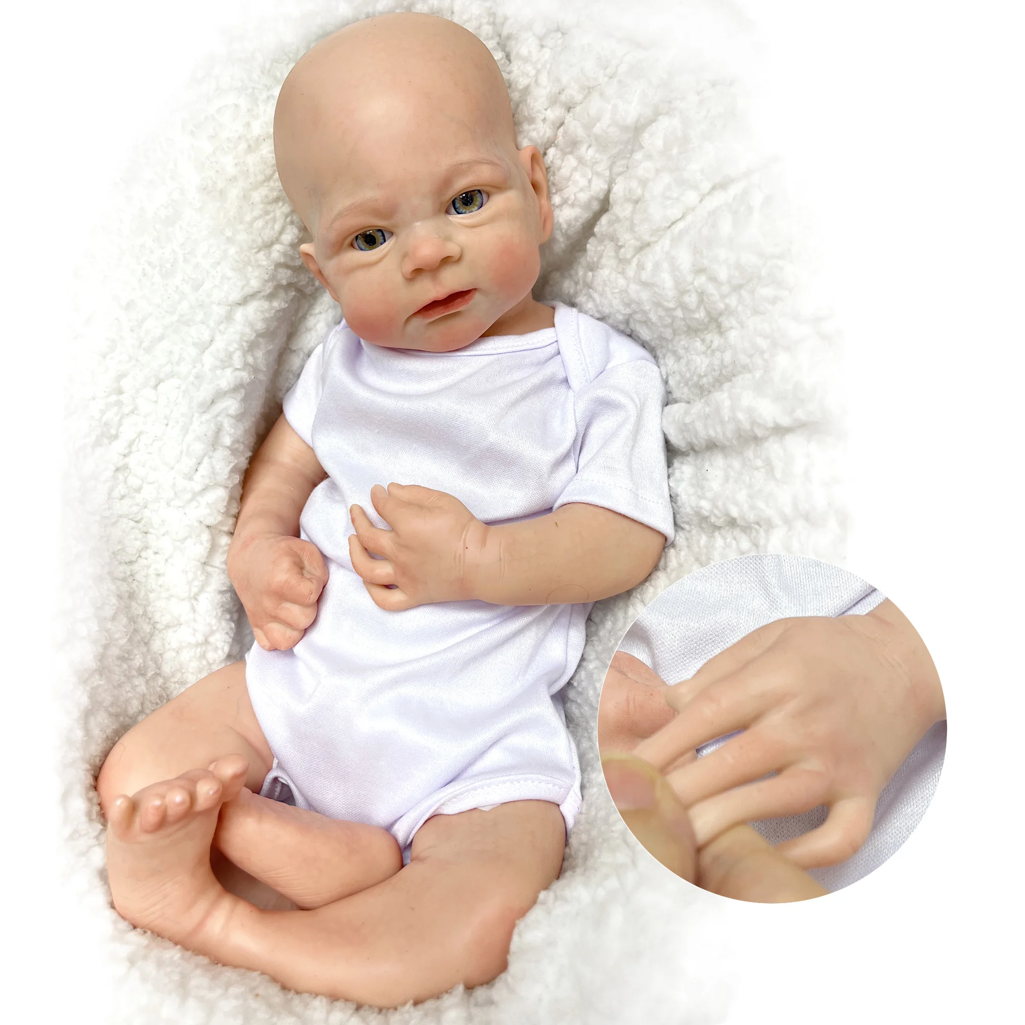 45cm Elijah Solid Silicone Bebe Reborn Girl Handmade 3D Painted Skin and Unpaint Lifelike Real Corpo De Silicone Doll