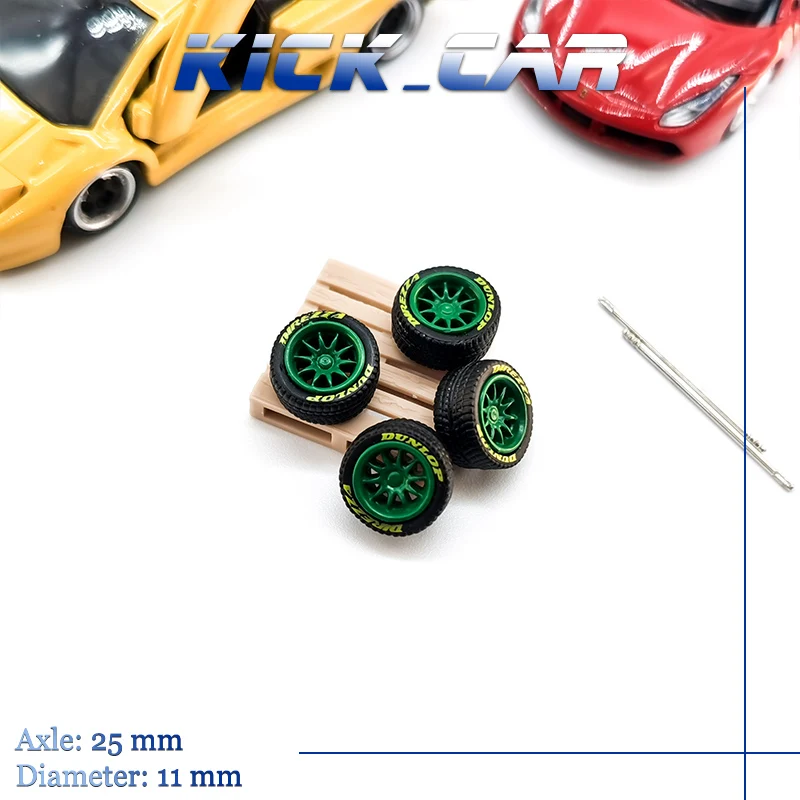 Diecast Model Car 1/64 Wheels Electroplating Bald Tires for Retro Style Auto Rallying WRC Le Mans Racing Mini Part One Set (4pc)