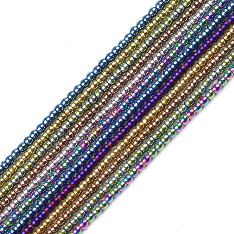 Blue,Gold Color Purple Round Hematite 2mm 3 4 6 Natural Stone Small Spacer Loose Beads For Jewelry Making DIY Bracelet Necklace