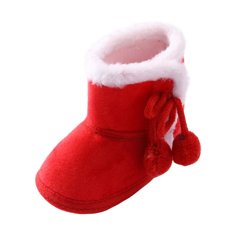Baywell Winter Baby Warm Red Boots - Fluffy Flock Snow Slip On Shoes for Girls Toddler 0-18 Months