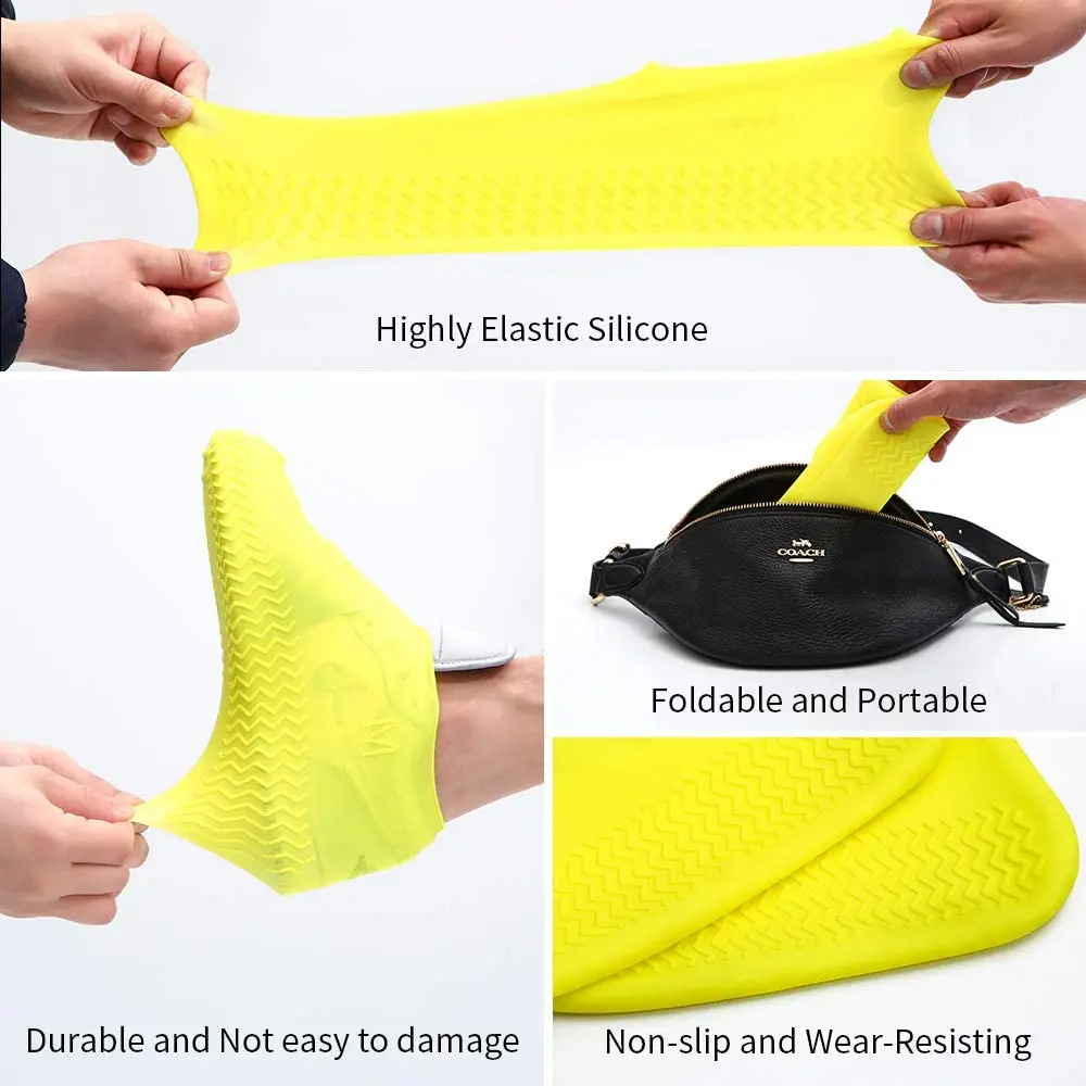 1/3 Pair Waterproof Non-slip Silicone Shoe High Elastic Wear-resistant Men Rain Boots for Outdoor Rainy Day Reusable Shoe Cover