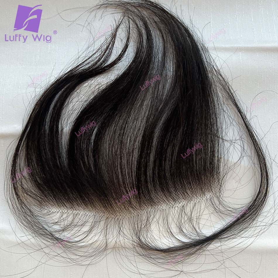 1x6" HD Transparent Lace Human Hair Bang Piece Brazilian Remy Reusable Stripes Bangs Pieces Fringe Hair For Black Women Luffy