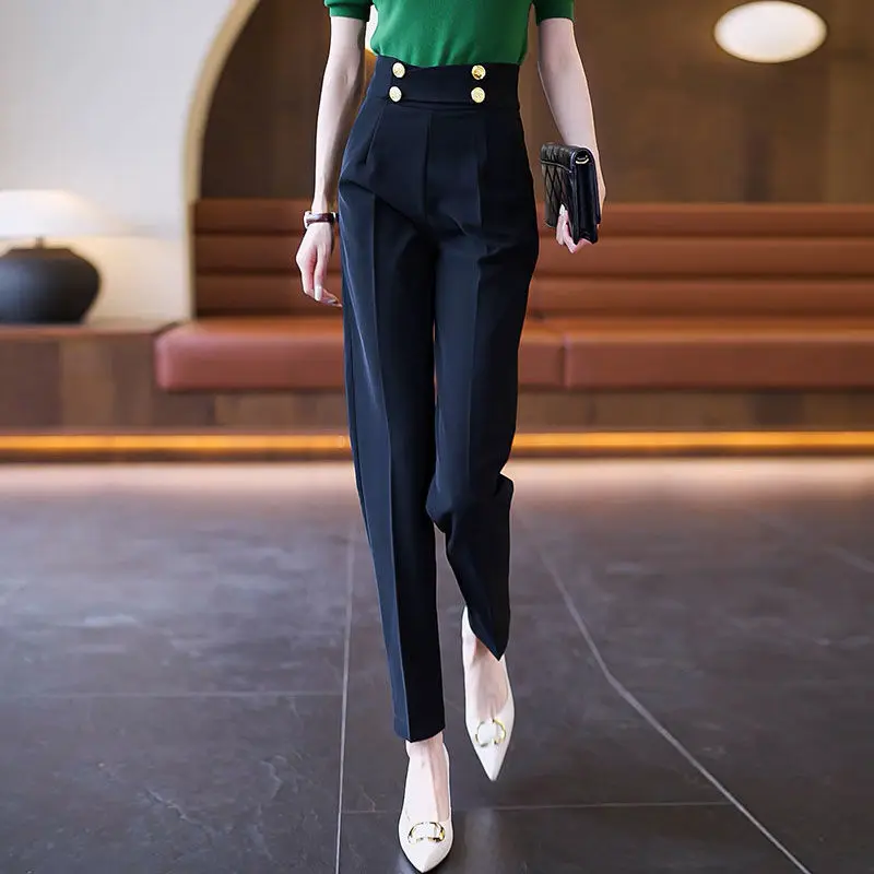 Clothing and Capris Skinny Tailoring Trousers for Woman Leggings Office Women's Harem Pants Slim Work High Waist Outfits Cotton