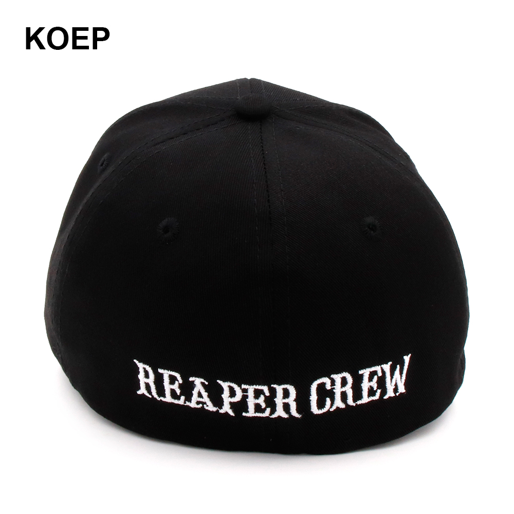 KOEP SOA Black Hats Sons Of Anarchy For Reaper Crew Fitted Baseball Cap Women Letters Embroidered Hip Hop Hat For Men