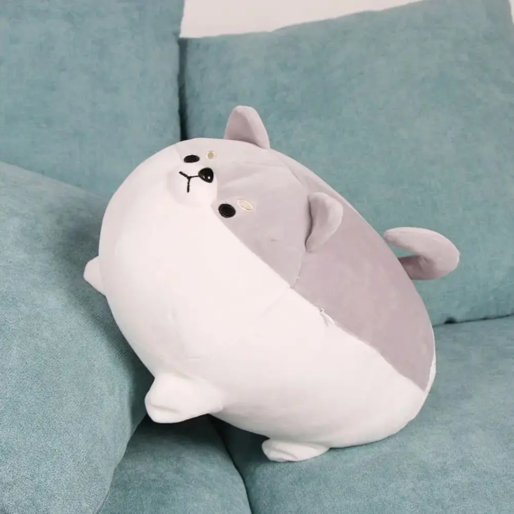 Shiba Inu Stuffed Animal Toy Cute Anime Corgi Akita Dog Plush Pillow Kawaii Plushie for Bed and Sofa Chair Brown Round Body