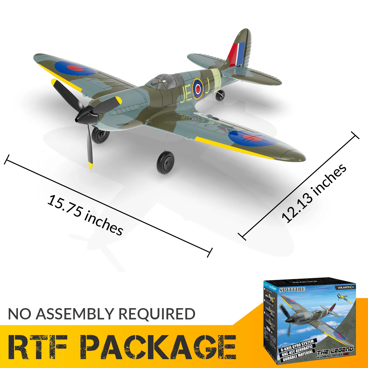 New Spitfire RC Plane 2.4G 4CH 6-Axis EPP 400mm Wingspan RC Fighter with Xpilot Stabilizer One Key Aerobatic RTF Warbird Plane