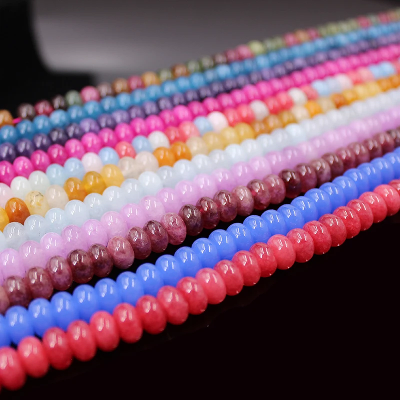 Cheap 5*8mm Rondelle Stone Beads Round Jades Chalcedony Loose Spacer Beads for Jewelry Making Bracelet Necklace DIY