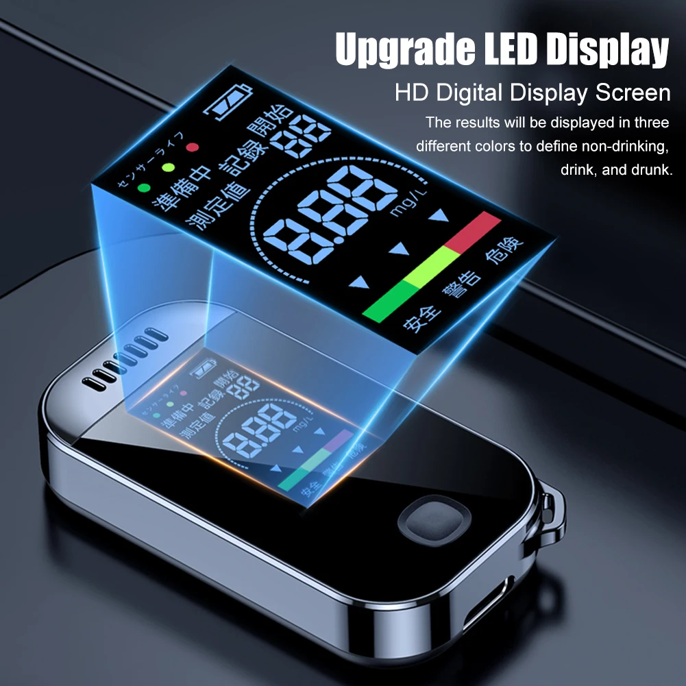 Portable Digital Breath Alcohol Tester Professional Breathalyzer With LCD Display USB Rechargeable Electronic Alcohol Tester