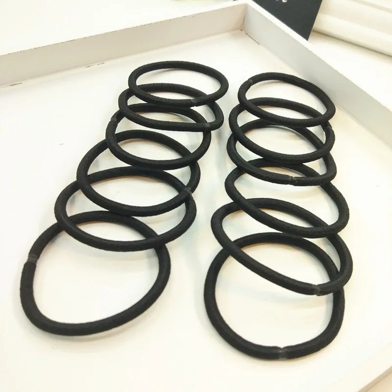 10/50pcs 4mm Mix Color Black No Damage Elastics Hair Ties Bands Leagues Pony Tails Holders for Men Women Girls and Boys Bulk