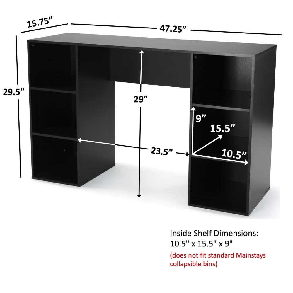 Mainstays 6-Cube Storage Computer Desk True Black Oak office furniture laptop table computer desk
