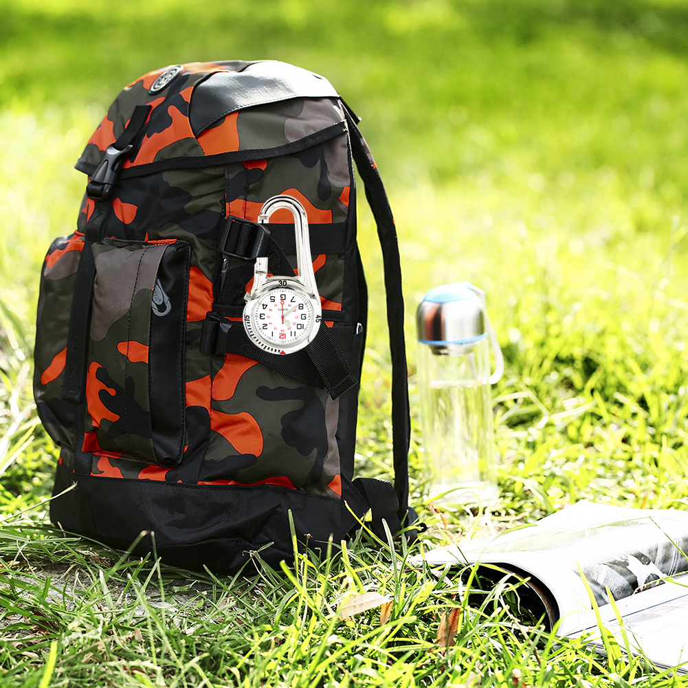 Luminous Dial Clip-On Carabiner Climbing Pocket Watch Multifunctional Outdoor Sports Mountaineering Hanging Watch