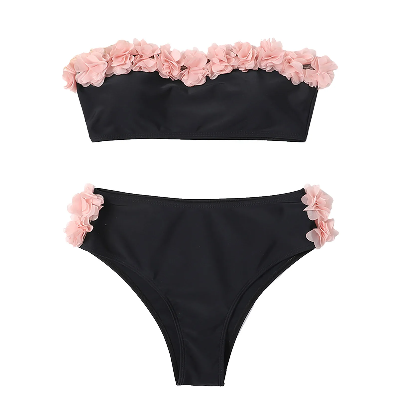 Plus Size Bikinis Set For Teens Swimsuit High Breast Contrast new 2025 Gradient Split Bikini Set Swimsuit Tummy Control Plus Size