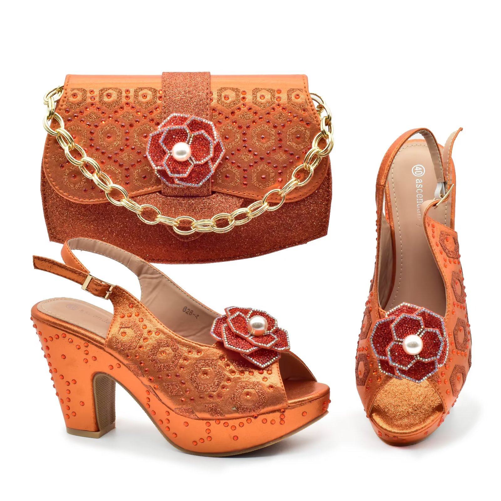 Doershow Italian PURPLE Shoes And Bag Sets For Evening Party With Stones Italian Leather Handbags Match Bags! HGW1-4