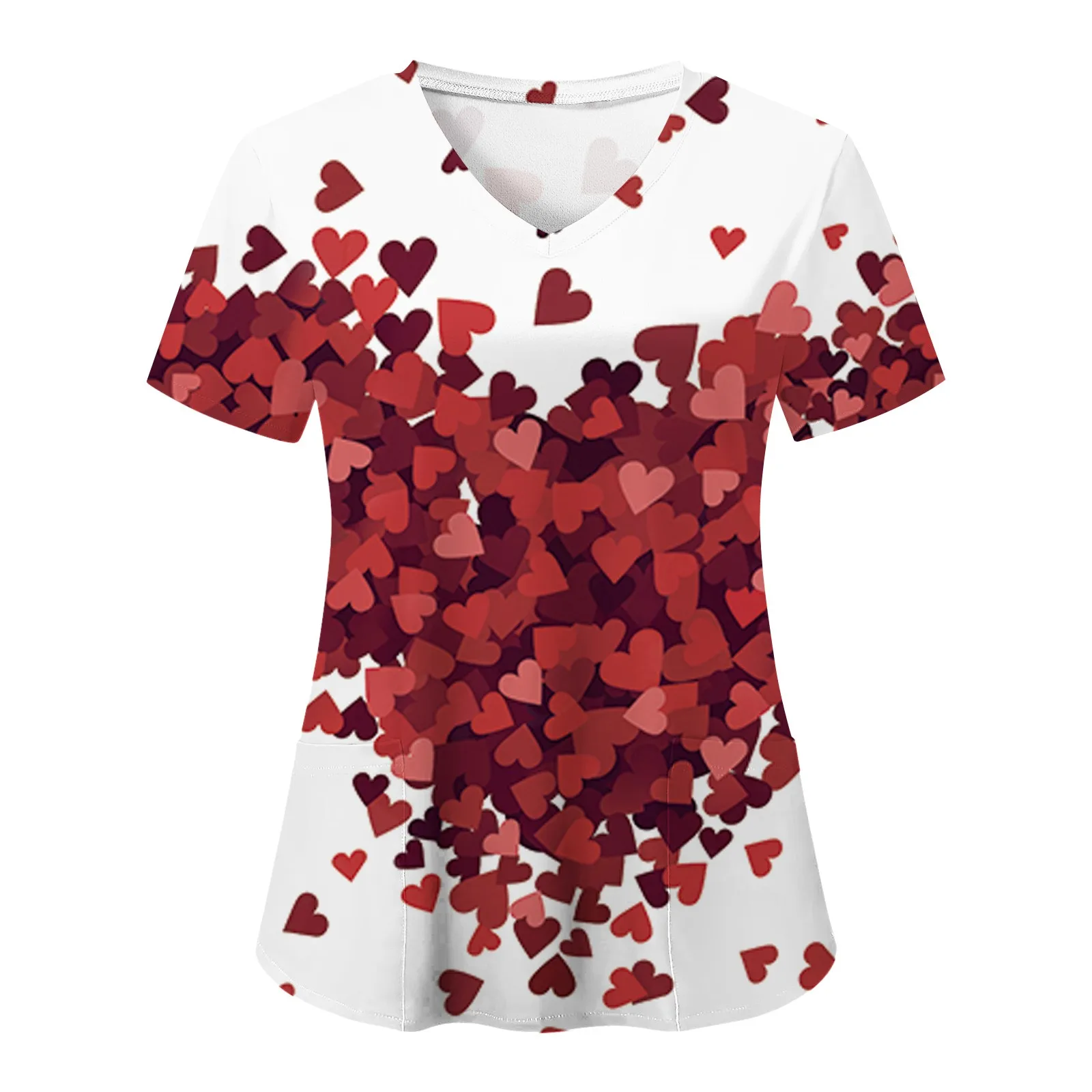 Nurse Uniform Women Womens Short Sleeve V Neck Butterfly Print Nursed Working Blouse Pockets Scrubs Work Medical Nursing Uniform