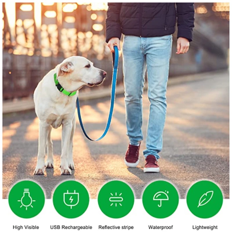 LED Glowing Adjustable Flashing Rechargea Luminous Collar Night Anti-Lost Light HarnessFor Small Dog Pet Products