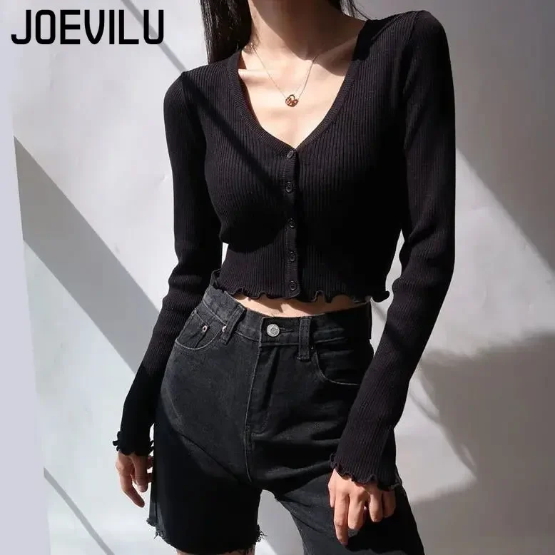 Sexy Knitted Cardigan V Neck Naked Navel new Crop Tops 2025 Chic Fungus Hem Shirt Women's Spring and Summer Korean Versatile Y2k Sweater