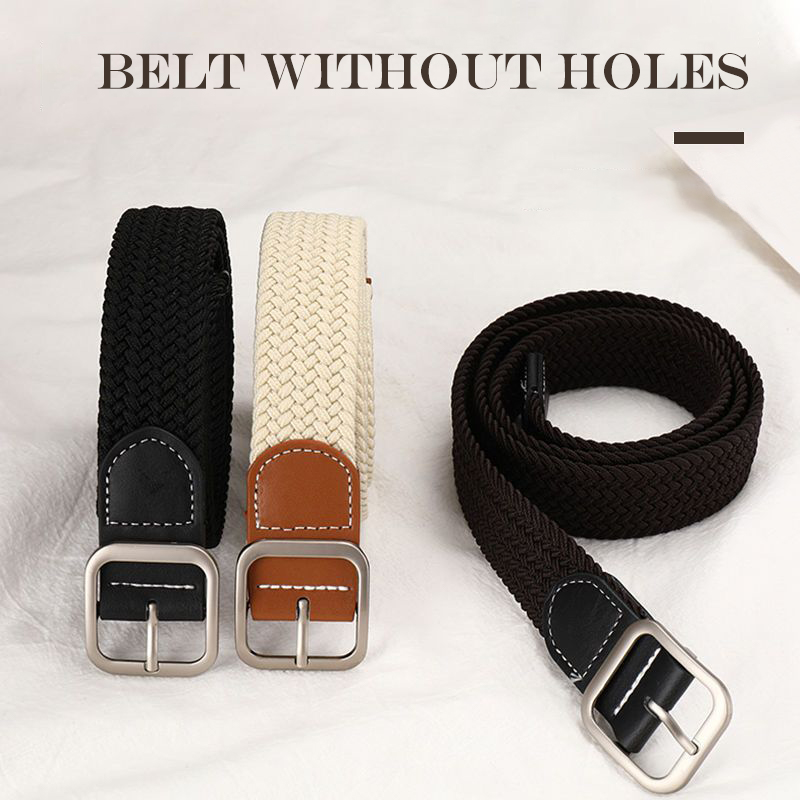 Female Casual Knitted Pin Buckle Women Belt Woven 2025 Canvas Elastic Expandable Braided Stretch new Belts For Women Jeans