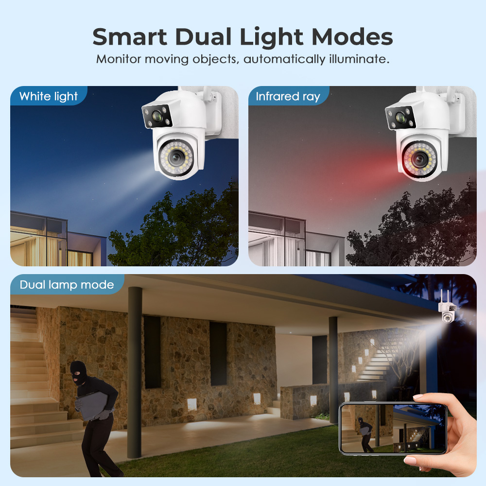 VERYHDSN 8MP 4K PTZ Wifi Camera Dual Len Human Detect Auto Tracking Outdoor Surveillance Camera Waterproof Security Night Vision