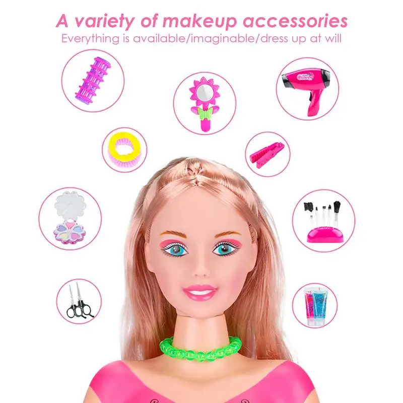 Children's Hairdressing Head Makeup Doll Safe And Washable Toys With Hair Dryer Accessories new 2025 Best Gifts For Girls