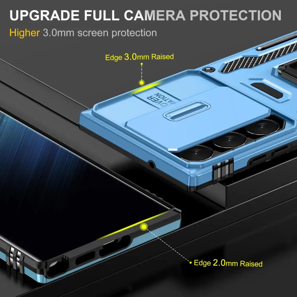 Ring Camera Cover Case For Samsung Galaxy S23 Plus S22 Ultra S20 S21 FE 5G Shockproof Magnetic Stand Phone Case With Car Holder