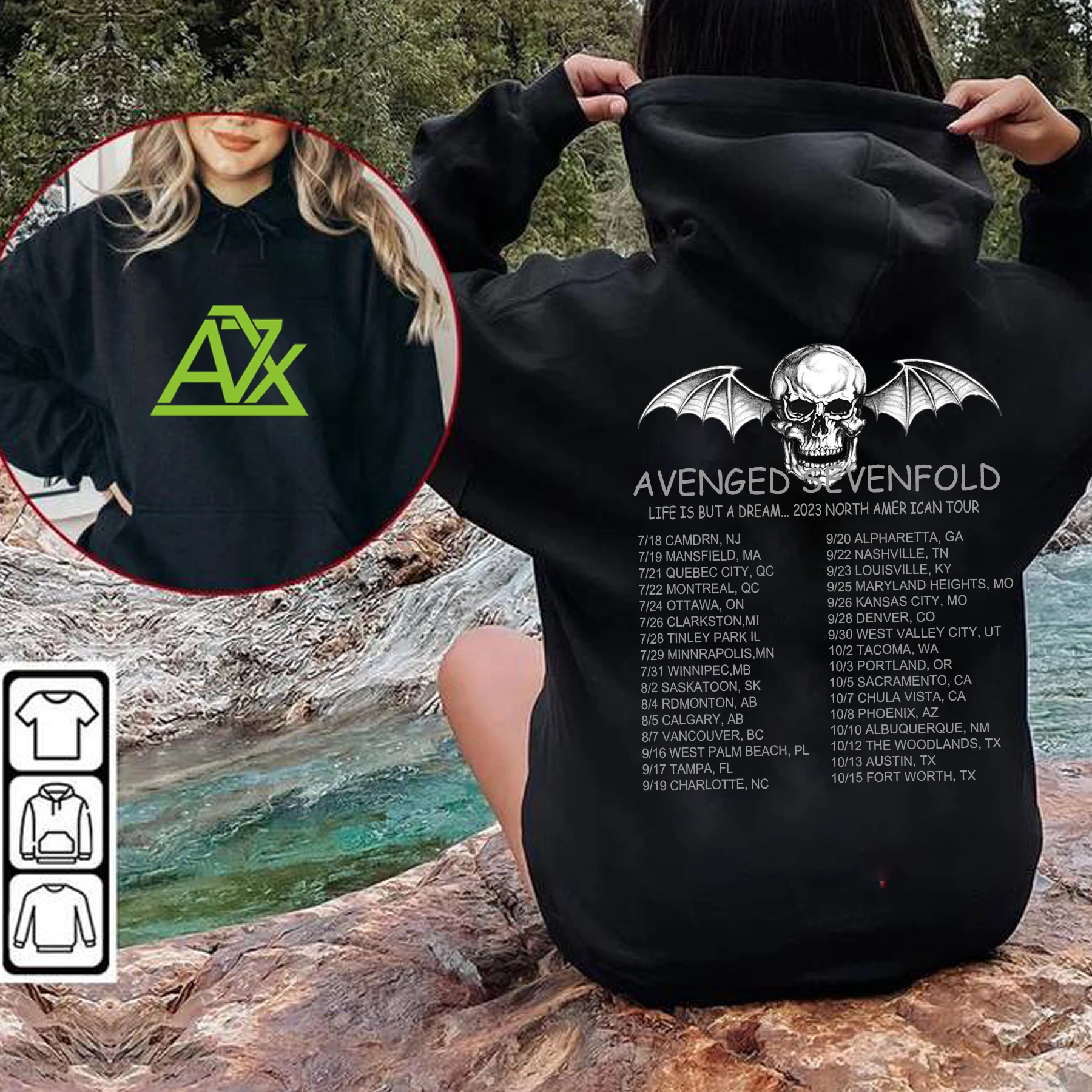 Avenged Sevenfold Life Is But A Dream North American Tour 2023 Printed Hoodie Woman Man Vintage Band Fans Winter Sweatshirt
